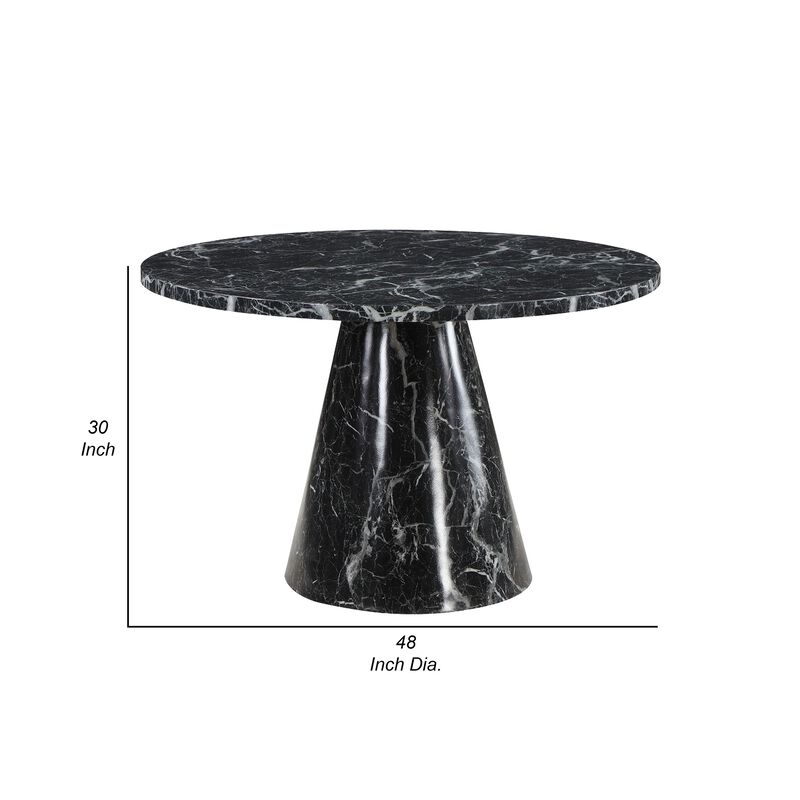 Olivia Dining Table, Pedestal Base, 48 Inch Round Black Faux Stone Top image number 4