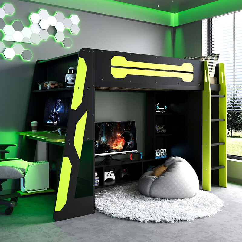 Merax All-in-One Esports Gaming & Work Twin Loft Bed image number 1