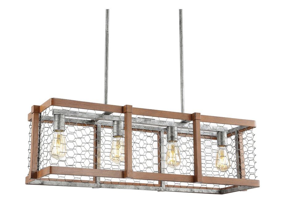 Gaines Linear 4-Light Adjustable Iron Rustic Industrial LED Pendant