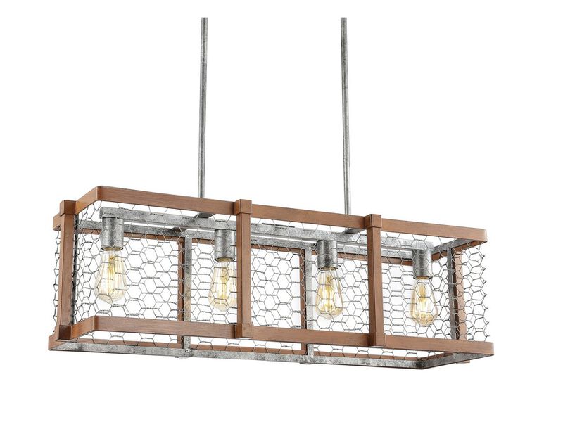 Gaines Linear 4-Light Adjustable Iron Rustic Industrial LED Pendant