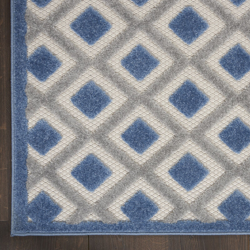 HomeRoots 4' X 6' Blue And Gray Geometric Indoor Outdoor Area Rug image number 4