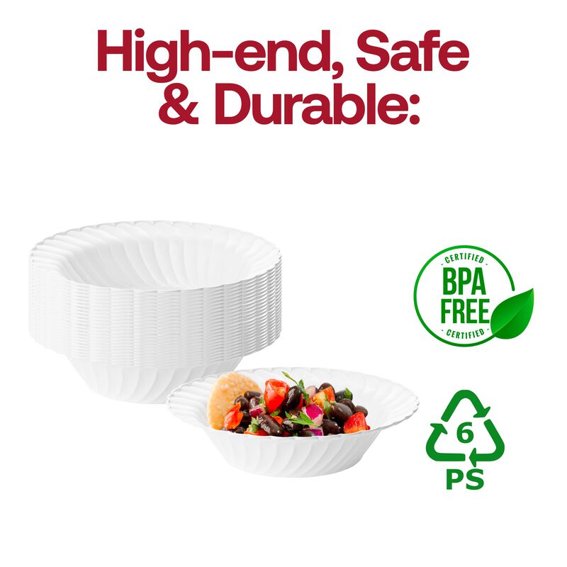 12 oz. White Flair Plastic Soup Bowls (90 Bowls) image number 6