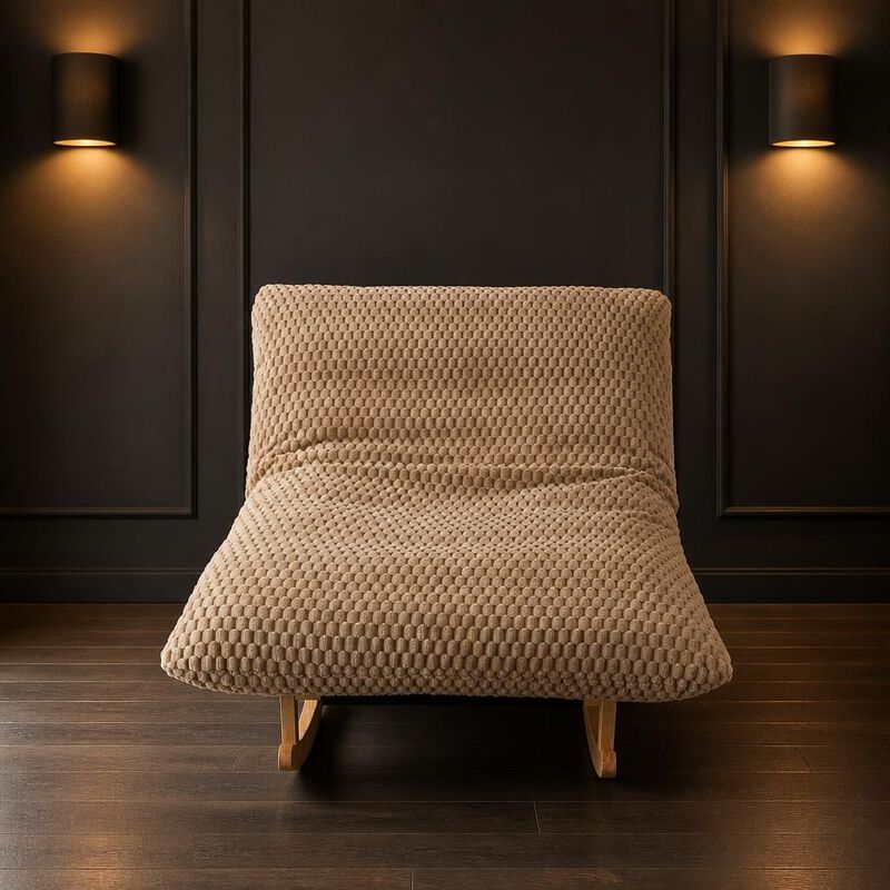GOODSILO Armless Bean Bag Rocking Chair with Solid Wood Frame, Casual Single Lazy Sofa with Backrest for Living Room and Bedroom Seating image number 3