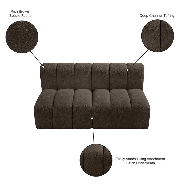 Meridian Furniture Arc Brown Boucle Fabric Modular Sofa