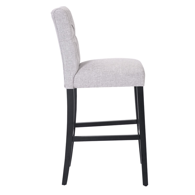 WestinTrends 29" Linen Fabric Tufted Upholstered Bar Stool, Black