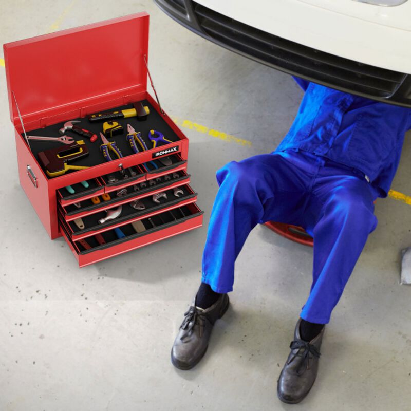 24" 6-Drawer Portable Tool Chest with Lock and Top Storage for Garage Repair Shop image number 2