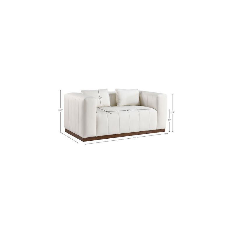 Meridian Furniture Mallina Cream Vegan Leather Loveseat