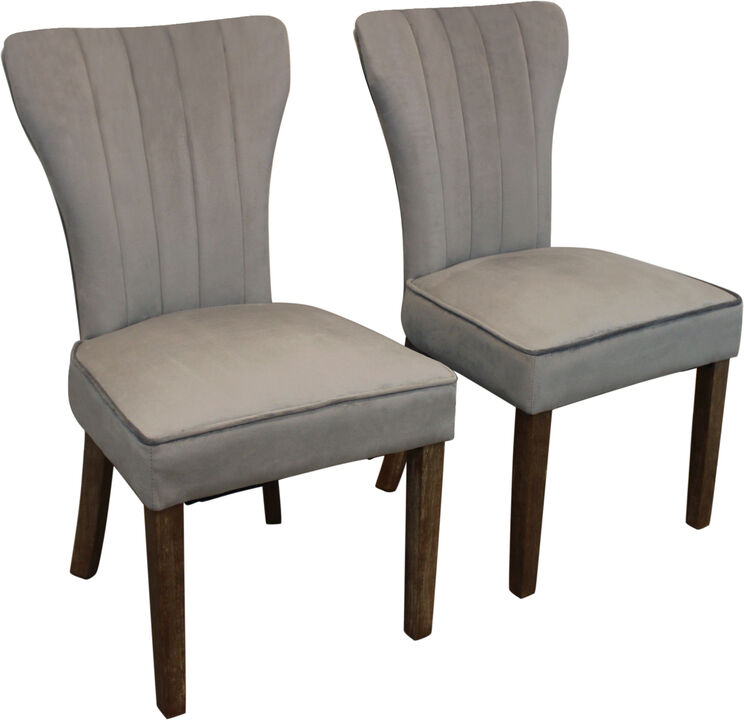 HomeRoots Set of Two Gray And Brown Upholstered Velvet Dining Parsons Chairs