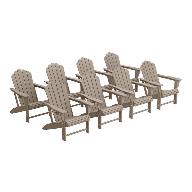 WestinTrends Outdoor Patio HDPE Adirondack Chairs With Cup Holders (Set of 8)