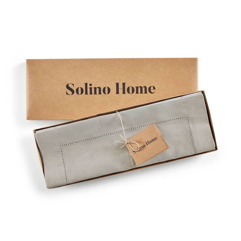 Solino Home Medium Weight Hemstitch 100% Linen Placemats &ndash; Set of 4, 14 x 19 in, Machine Washable, Holiday and Everyday Dining
