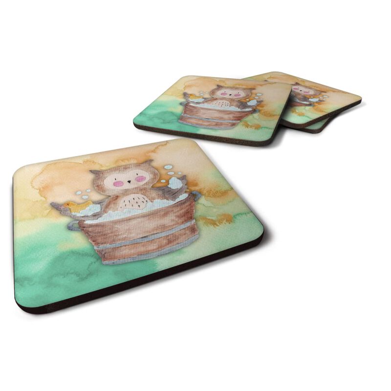 Caroline's Treasures Owl Bathing Watercolor Decorative coasters, 3.5, Multicolor