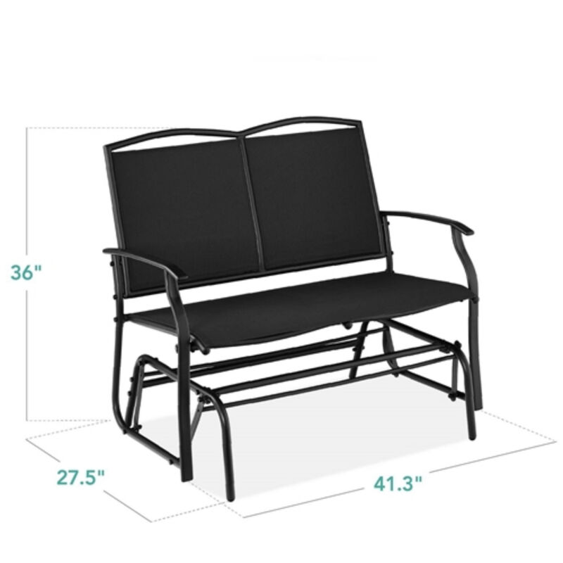 2 Seat Mesh Patio Loveseat Swing Glider Rocker with Armrests