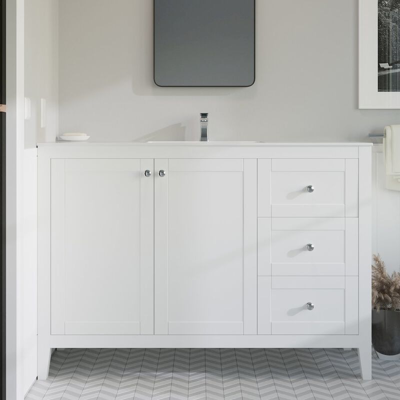 Cannes 48 Single, Two Doors, Three Drawers, Bathroom Vanity image number 5