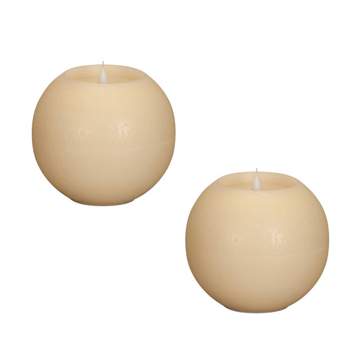 HomeRoots Set of Two Beige Round Flameless Designer Candle