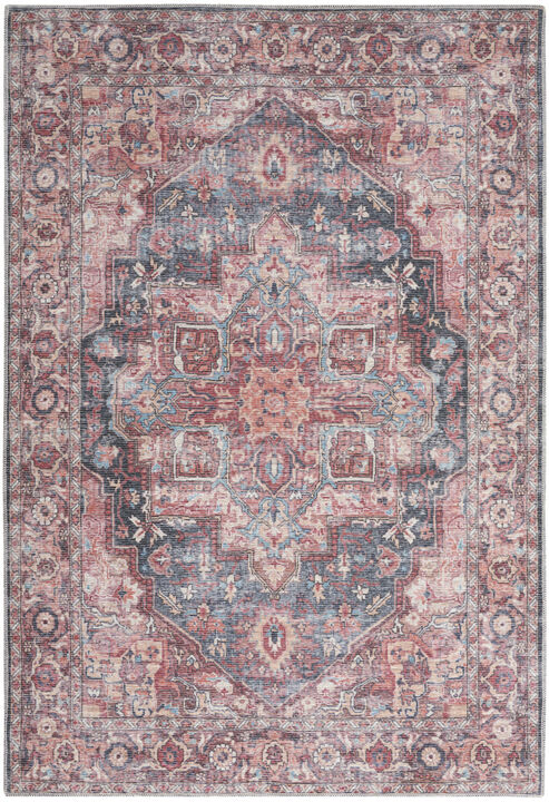 5 X 7 Multicolor Oriental Power Loom Distressed Washable Area Rug