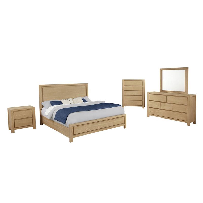 Best Quality Furniture 5pc Rubber Wood Light Oak Natuiral Finish Queen Bedroom Set with Chest image number 1