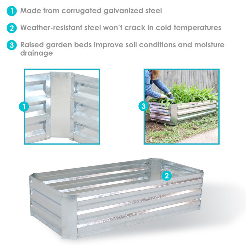 Sunnydaze Galvanized Steel Rectangle Raised Garden Bed