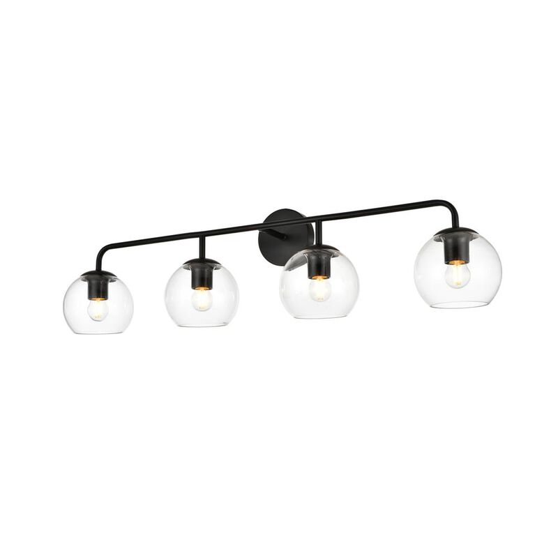 Living District Genesis 4 light Black and Clear Bath Sconce