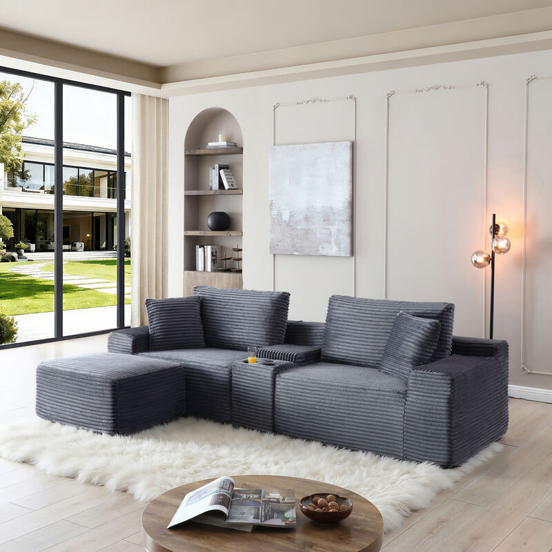 Snogla Sectional Sofa with Cup Holders image number 4
