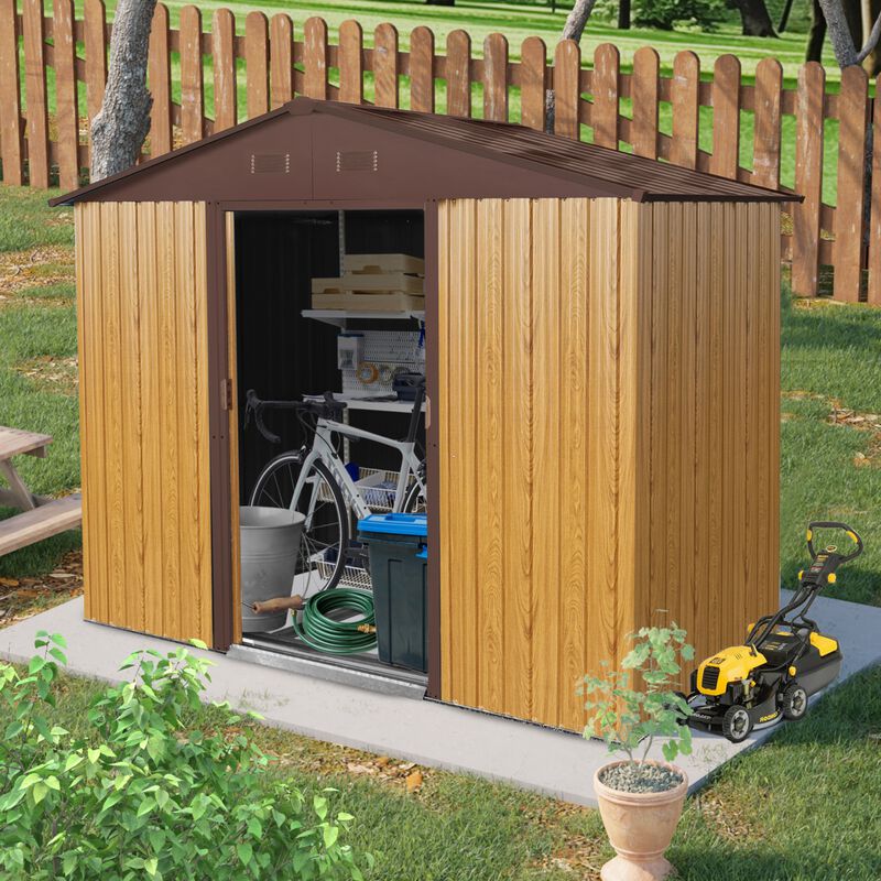 8ft x 4ft Outdoor Metal Storage Shed with Sliding Door and foundation for Backyard image number 2