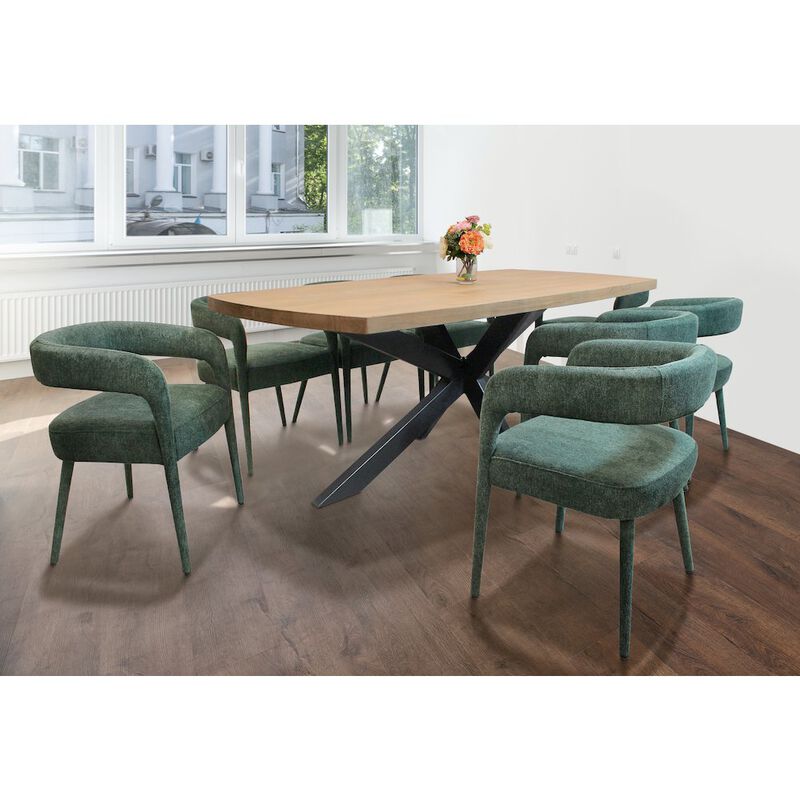 Logan 82 Dining Table with 4 sets of Galway Teal Side Chairs