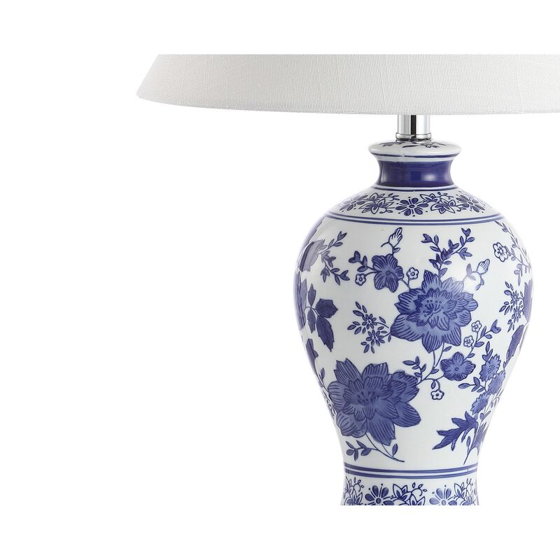 Song Ceramic/Crystal Chinoiserie Floral LED Table Lamp