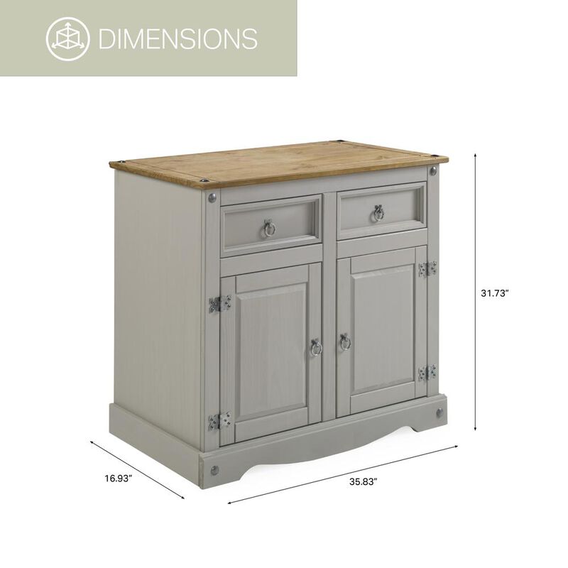 OS Home and Office Furniture Model COG915 Cottage Series Wood Buffet Sideboard in Corona Gray