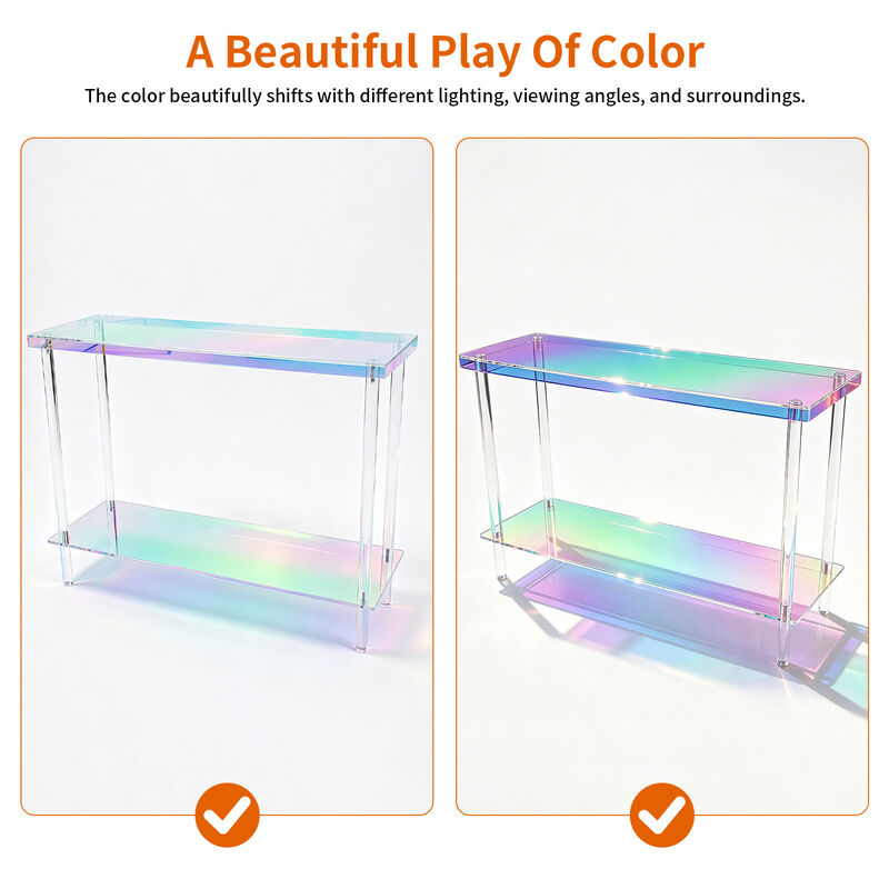 Modern Iridescent Acrylic 2-Tier Console Table for Hallway, Entryway & Living Room image number 4