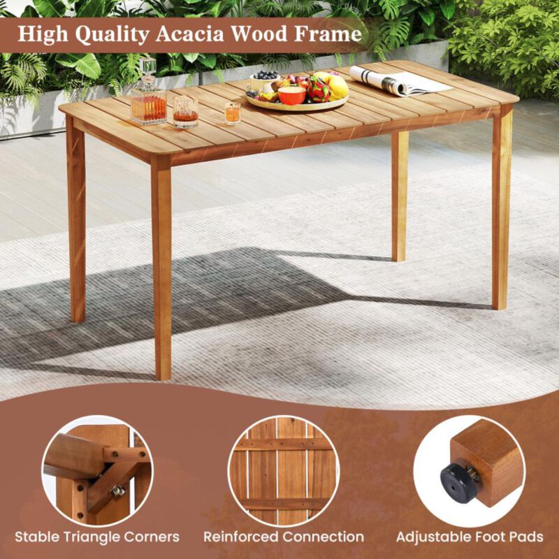 Hivvago Rectangular Outdoor Dining Table Acacia Wood for 4-6 People