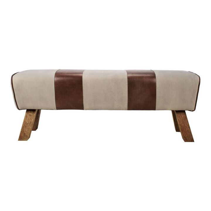 Pommel Sports-Inspired Leather and Canvas Bench - Modern Collection, Belen Kox