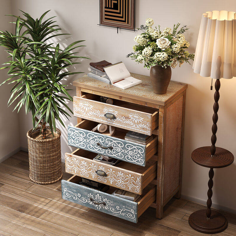 Sablam Vintage Hand-Painted 4-Drawer Dresser image number 6