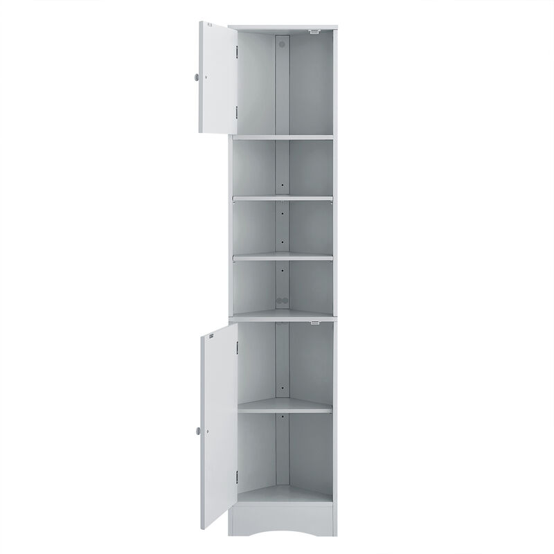 Merax Multi-Functional Corner Cabinet Tall Bathroom Storage Cabinet with Two Doors and Adjustable Shelves