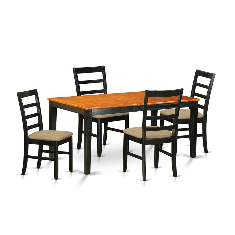 5 Pc Dining room set-Table with Leaf and 4 Dining Chairs