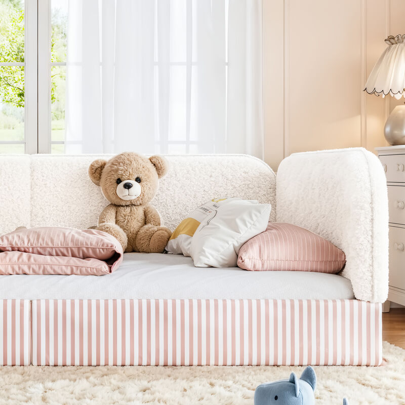 Hemzas Teddy Boucl&eacute; Upholstered Kids Daybed Frame image number 8