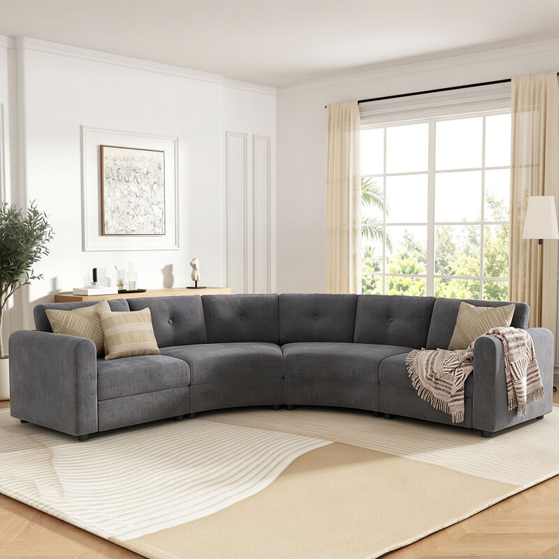 Merax Curved Modular Sectional Sofa with Customizable Layout, High-Resilience Foam & Pocket Spring Seats image number 2