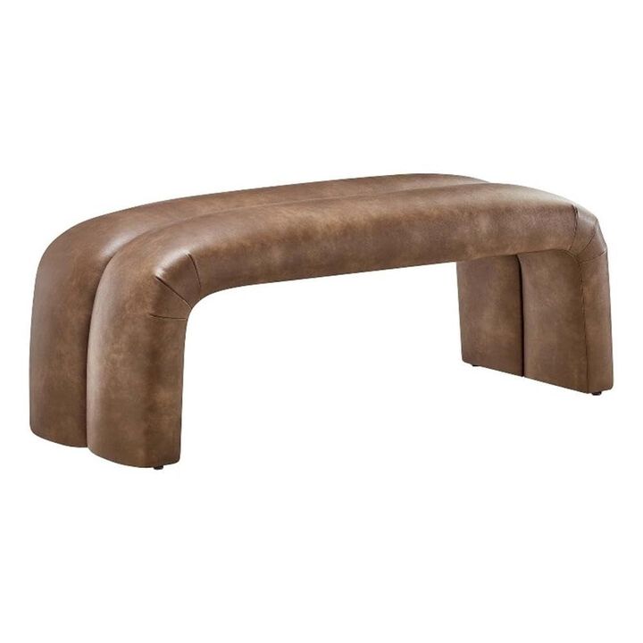 Modway EEI-6770-BRN Dax 50.5" Vegan Leather Upholstered Accent Bench, Brown