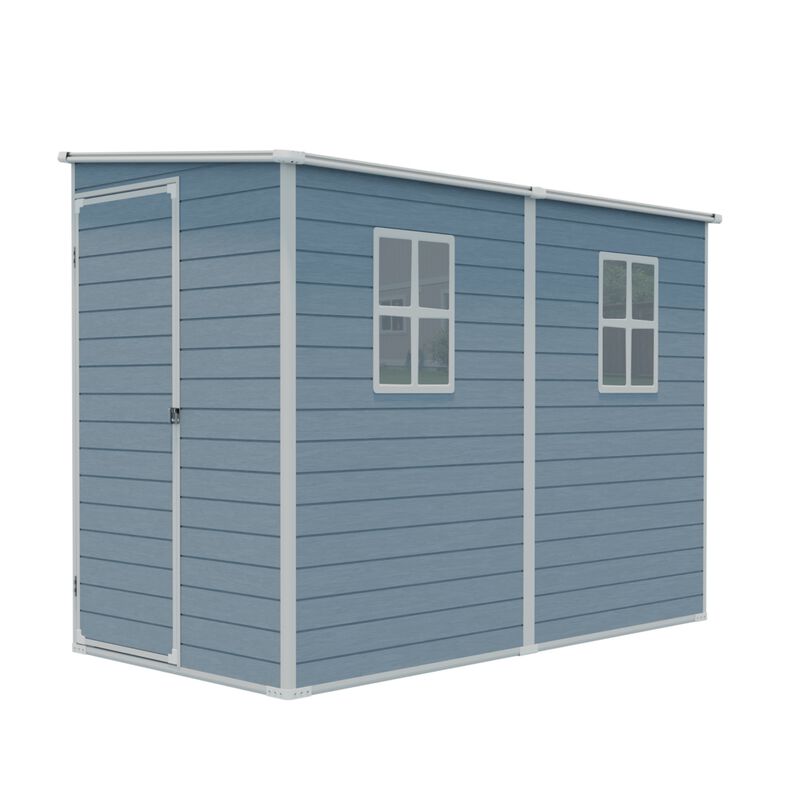 4x8ft Outdoor Storage Shed with Floor Resin shed with Two-Window,Waterproof ,Lockable Doors image number 0