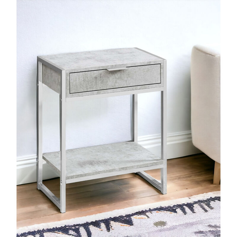 Functional Wood and Metal End Table &ndash; Space-Saving Side Table with Storage Drawer