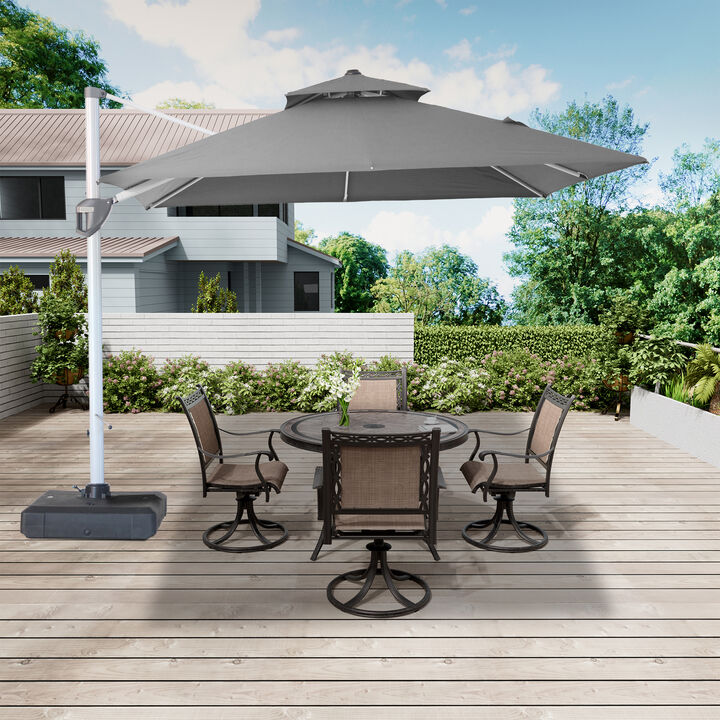MONDAWE 10ft 2-Tier Square Cantilever Outdoor Patio Umbrella with Included Cover