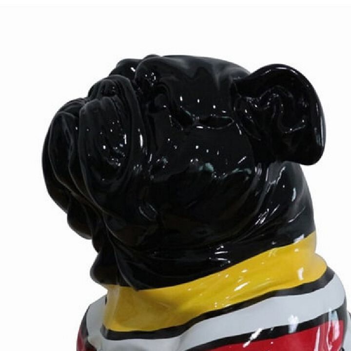 Cid 18 Inch Resin Pug Sculpture Decor, Multicolor Abstract Pattern - Benzara