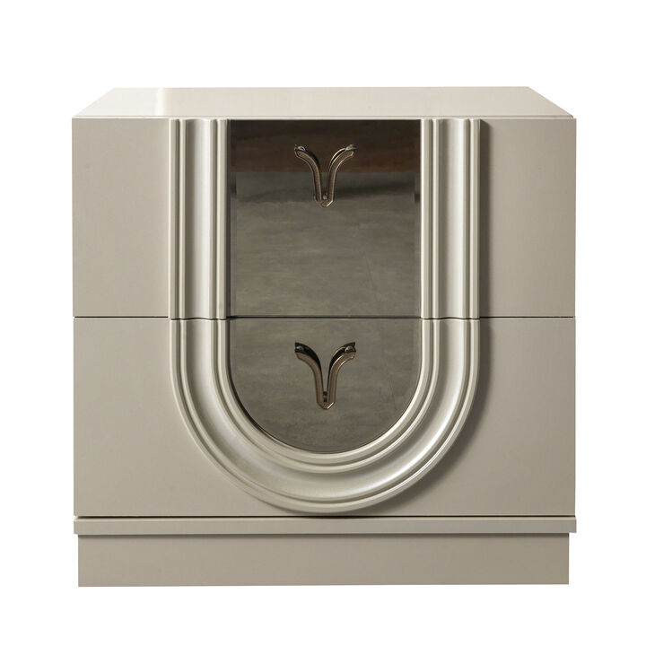 Miralqessa Mirrored 2-Drawer Nightstand