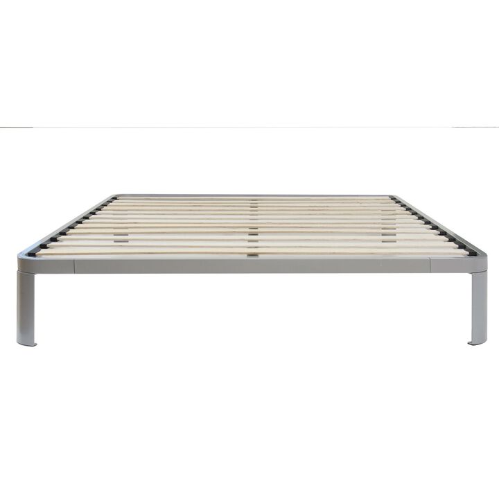 QuikFurn Full size Luna Metal Platform Bed Frame with Wooden Slats