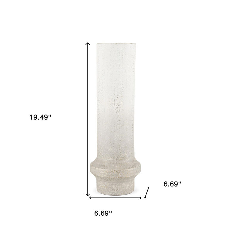 HomeRoots 19" Off White And Gold Metal Cylinder Table Vase image number 3