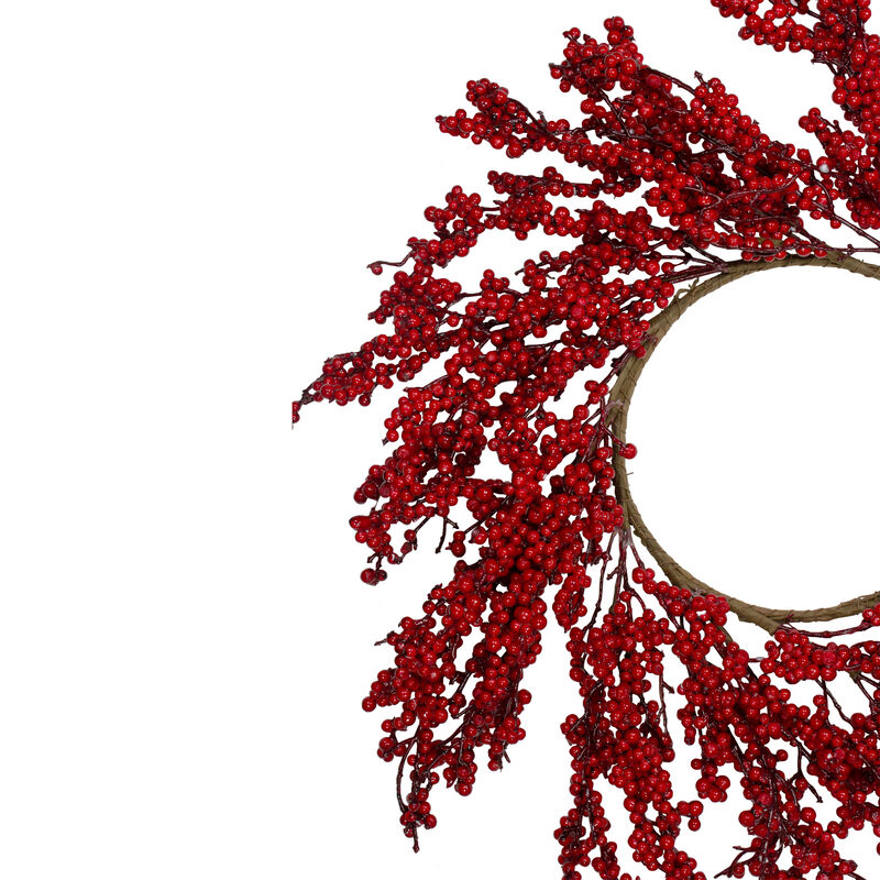 28" Red Berries Artificial Christmas Wreath - Unlit image number 1