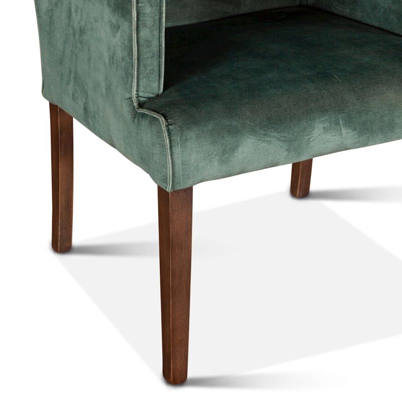 World Interiors Aven Armchair in Green Velvet with Dark Legs