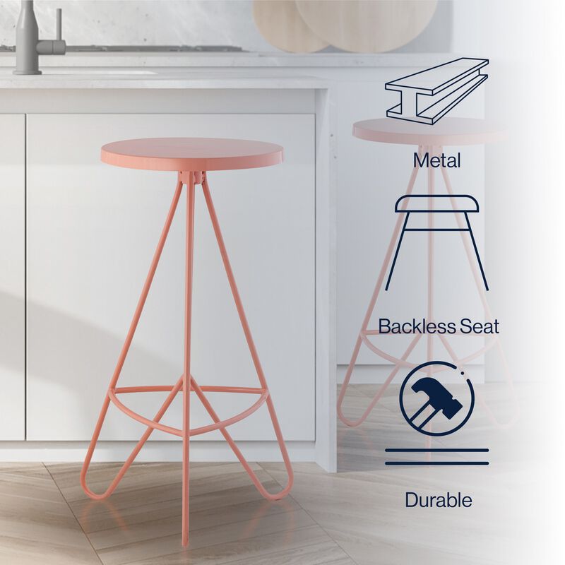 Trinity Modern Industiral Iron Tripod Backless Bar Stool