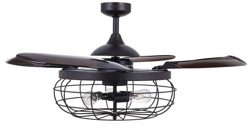 Fanaway Industri 48" Retractable Blade Ceiling Fan with Light and Remote, Industrial Fandelier Ceiling Fan, Patented Design Technology, Stronger Thicker Blades, Oil Rubbed Bronze image number 2