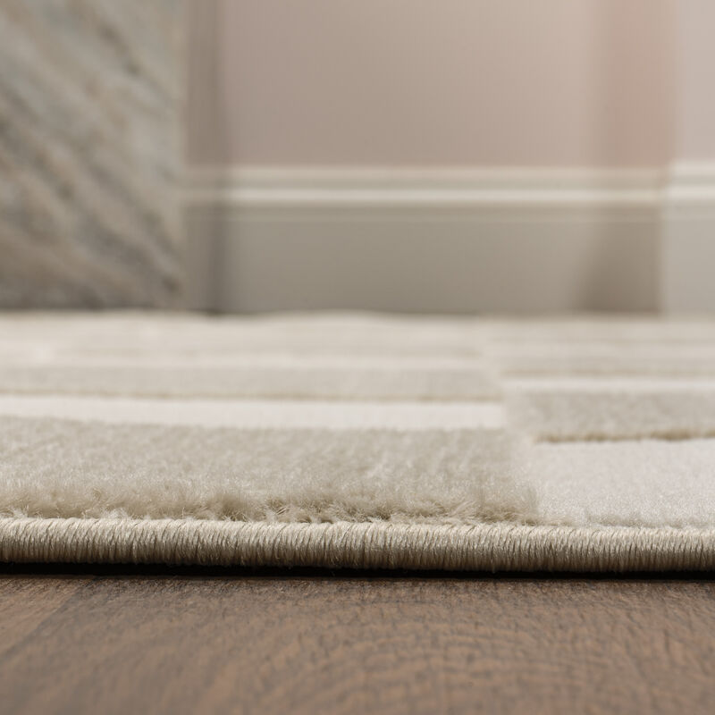 Thea Modern Geometric Checkerboard High-Low Area Rug.