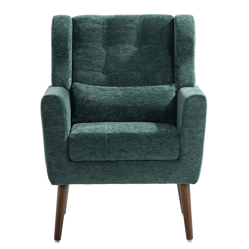 Streamdale Mid Century Modern Armchair in Blackish Green Chenille Fabric image number 6