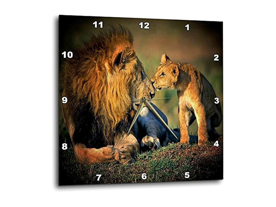 Lions Father Son Wall Clock 15 Inch Home Decor